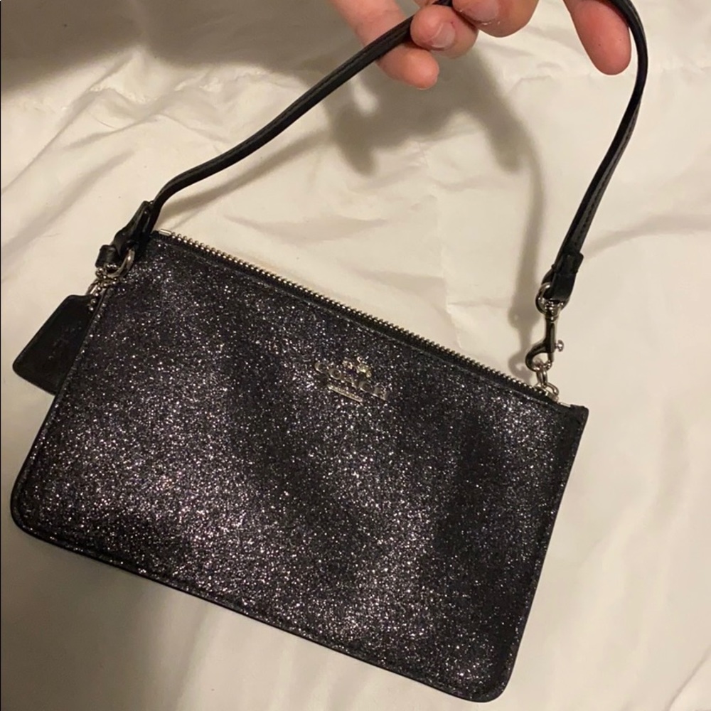 black sparkly wristlet